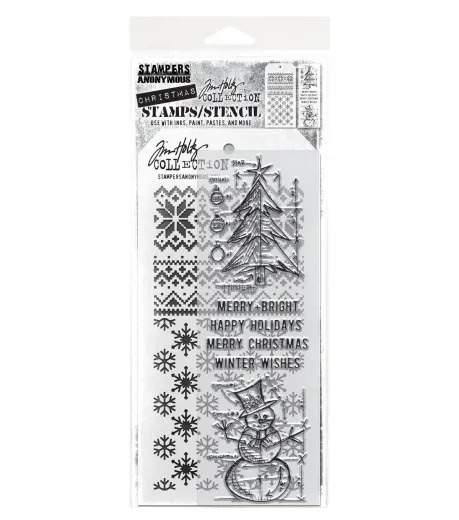 Tim Holtz Mixed-Media Stamps & Stencil - Set #58 - Winter Blueprints