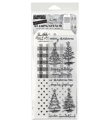 Tim Holtz Mixed-Media Stamps & Stencil - Set #78 - Scribbly Christmas