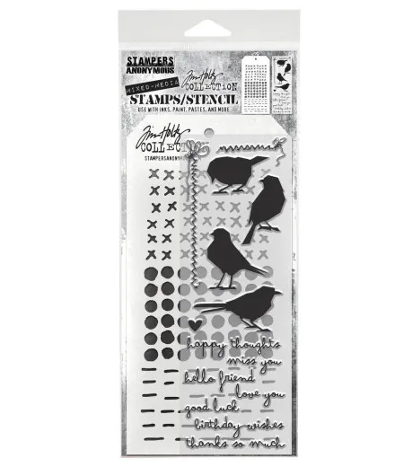 Tim Holtz Mixed-Media Stamps & Stencil - Set #82 - Silhouette Birds