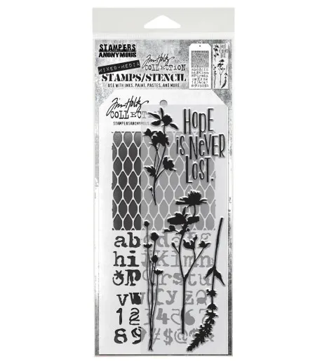 Tim Holtz Mixed-Media Stamps & Stencil - Set #21