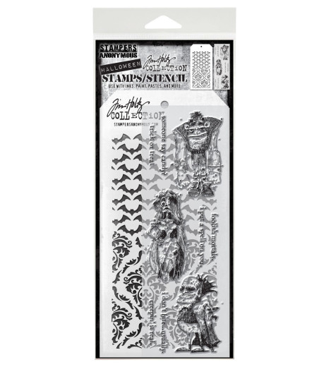 Tim Holtz Mixed-Media Stamps & Stencil - Set #26 - Monster Reunion