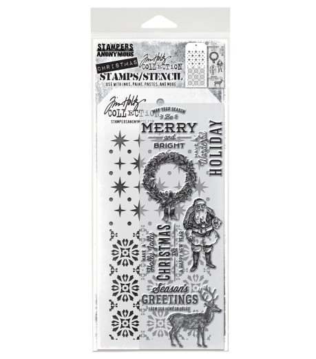 Tim Holtz Mixed-Media Stamps & Stencil - Set #35 - Festive Overlay