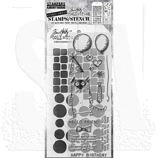 Tim Holtz Mixed-Media Stamps & Stencil - Set #9 - Tiles and Splotches