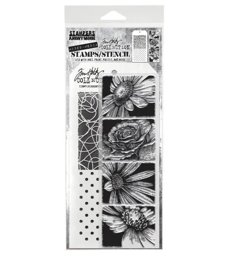 Tim Holtz Mixed-Media Stamps & Stencil - Set #81 - Bold Botanicals