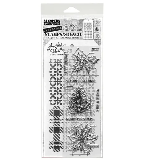 Tim Holtz Mixed-Media Stamps & Stencil - Set #92 - Blueprint Christmas #2