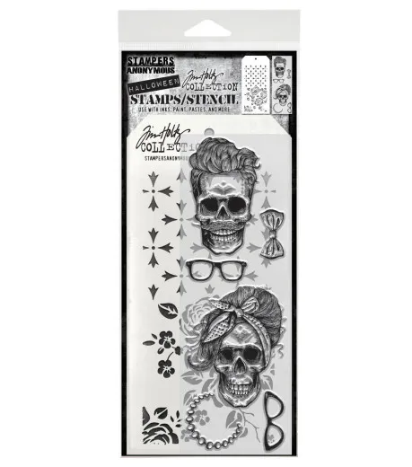 Tim Holtz Mixed-Media Stamps & Stencil - Set #71 - Wicked Hipsters