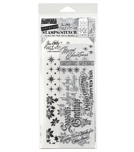 Tim Holtz Mixed-Media Stamps & Stencil - Set #80 - Vintage Christmas