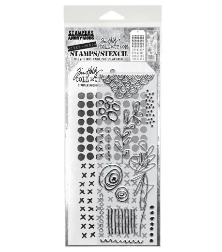 Tim Holtz Mixed-Media Stamps & Stencil - Set #14