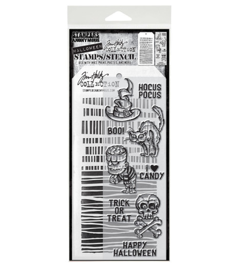 Tim Holtz Mixed-Media Stamps & Stencil - Set #30 - Scared Silly