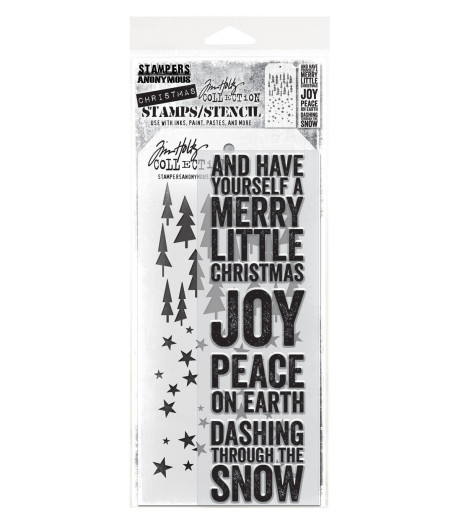 Tim Holtz Mixed-Media Stamps & Stencil - Set #53 - Bold Tidings