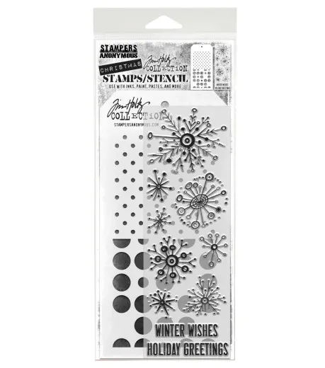 Tim Holtz Mixed-Media Stamps & Stencil - Set #85 - Retro Flakes