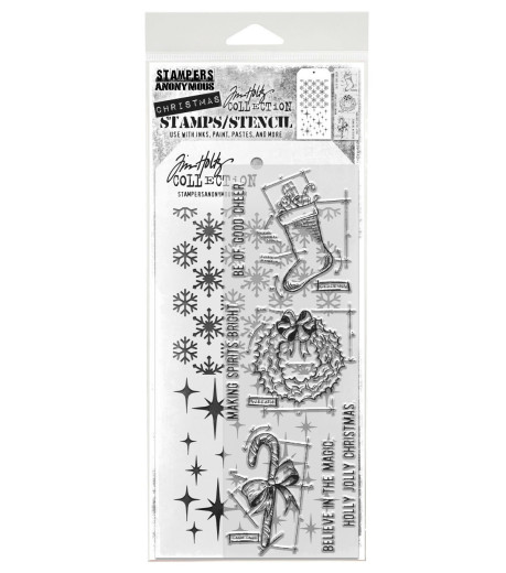Tim Holtz Mixed-Media Stamps & Stencil - Set #91 - Blueprint Christmas #1