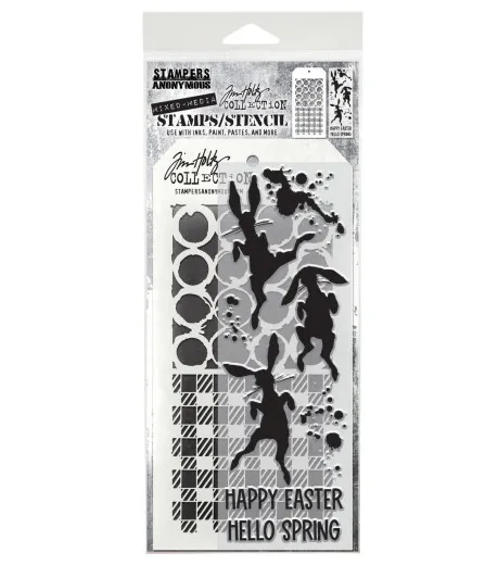 Tim Holtz Mixed-Media Stamps & Stencil - Set #83 - Bunny Hop