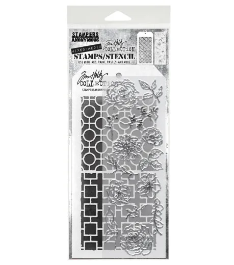 Tim Holtz Mixed-Media Stamps & Stencil - Set #61 - Floral Elements