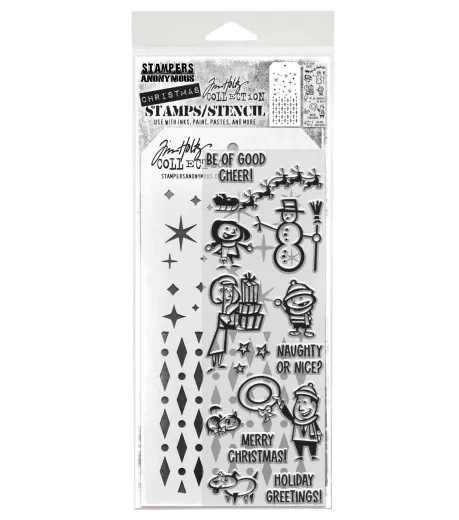 Tim Holtz Mixed-Media Stamps & Stencil - Set #86 - Christmas Cartoons