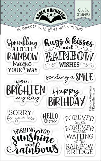 Karen Burniston - Clear Stamps - Rainbow Greetings