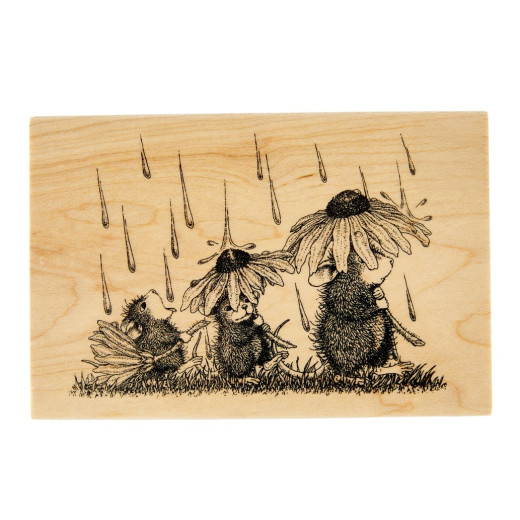 House-Mouse Wood Mount Stamp - Spring Rain