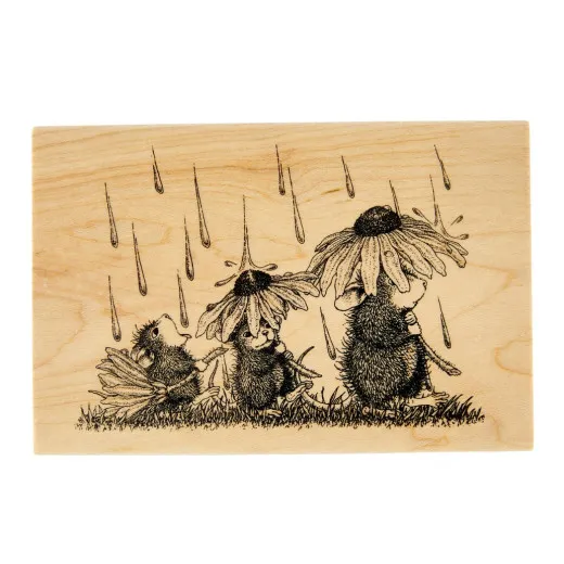 House-Mouse Wood Mount Stamp - Spring Rain