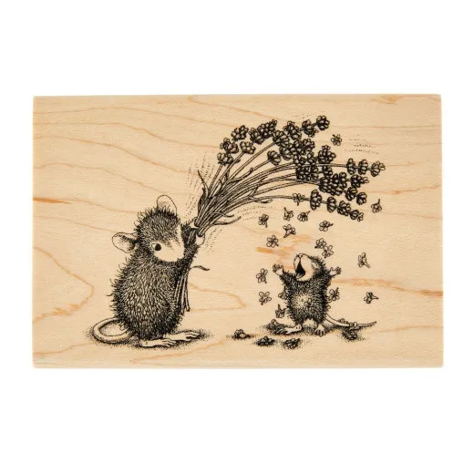 House-Mouse Wood Mount Stamp - Flower Shower