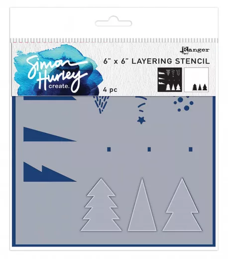 Simon Hurley 6x6 Layering Stencil - Modern Christmas Trees