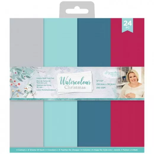 Watercolour Christmas 12x12 Luxury Pearl Card Pad