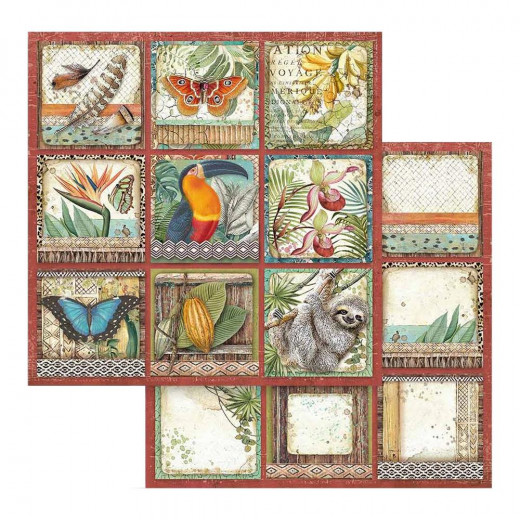 Stamperia 2-seitiges 12x12 Designpapier - Amazonia Square Tags