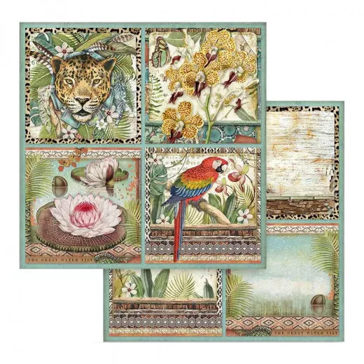 Stamperia 2-seitiges 12x12 Designpapier - Amazonia Cards