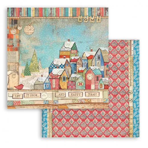 Stamperia 2-seitiges 12x12 Designpapier - Christmas Patchwork Ho