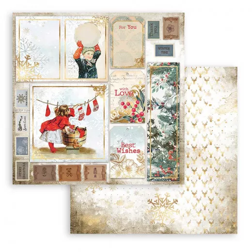 Stamperia 2-seitiges 12x12 Designpapier - Romantic Christmas Car