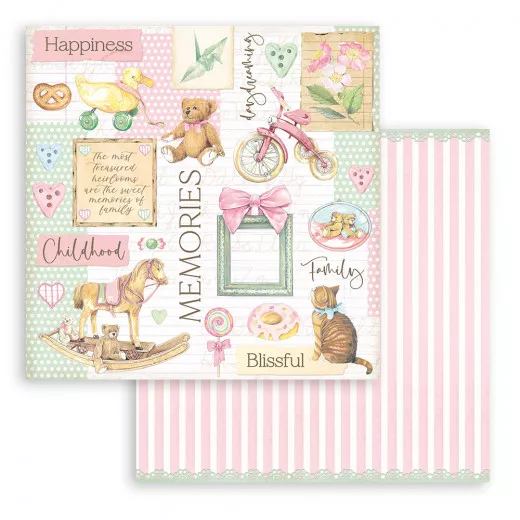 Stamperia 2-seitiges 12x12 Designpapier - DayDream Bear and Acce