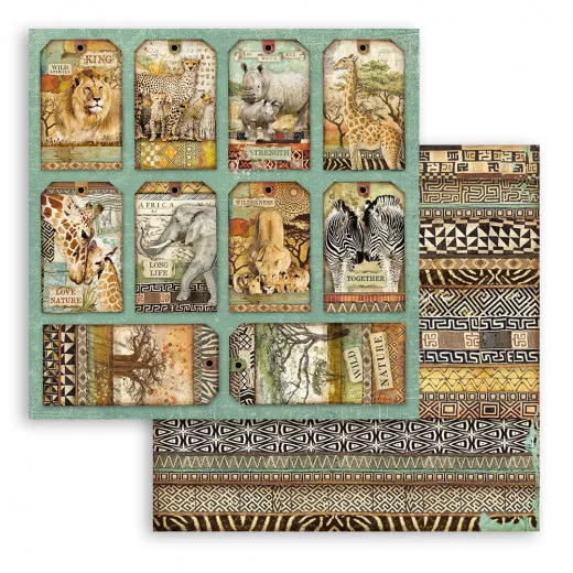 Stamperia 2-seitiges 12x12 Designpapier - Savana Tags