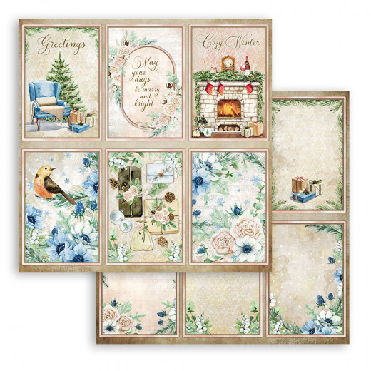 Stamperia 2-seitiges 12x12 Designpapier - Romantic Cozy winter c