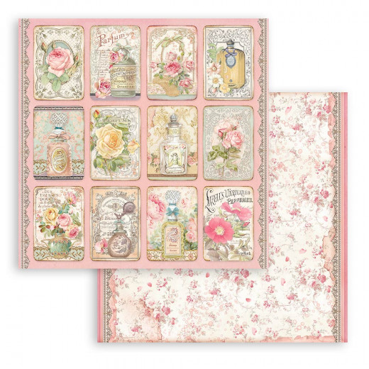 Stamperia 2-seitiges 12x12 Designpapier - Rose Parfum tags