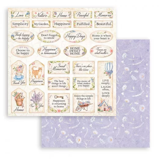 Stamperia 2-seitiges 12x12 Designpapier - Welcome Home Labels