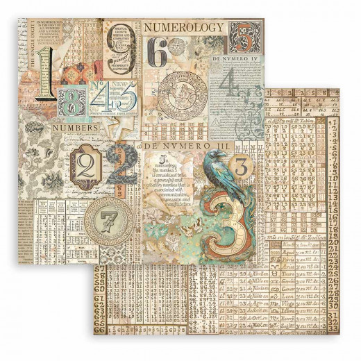 Stamperia 2-seitiges 12x12 Designpapier - Fortune  - Numbers