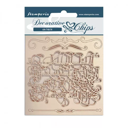 Stamperia Decorative Chips - Romantic Garden House Calligraphy