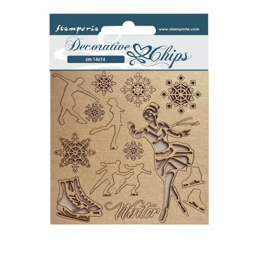 Stamperia Decorative Chips - Sweet winter ice skater