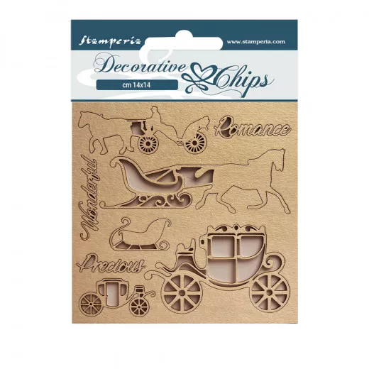 Stamperia Decorative Chips - Sweet winter coaches