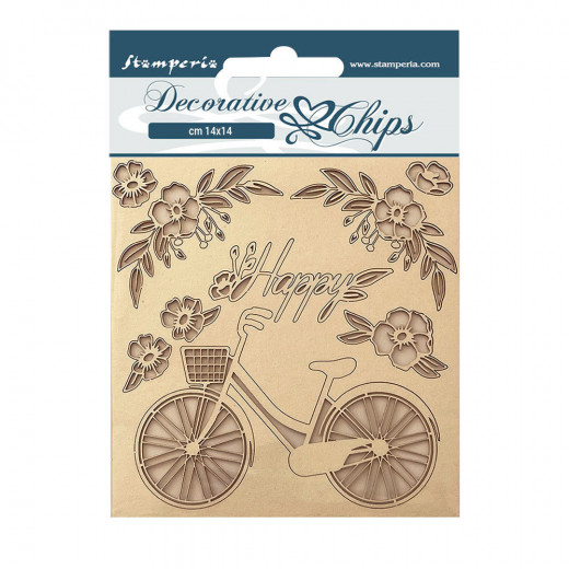 Stamperia Decorative Chips - Welcome Home Bicycle