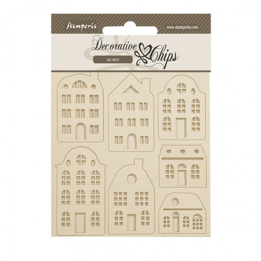 Stamperia Decorative Chips - Lavender - Cozy Houses