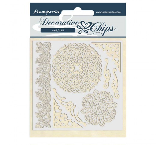 Stamperia Decorative Chips - Passion Laces and Corners