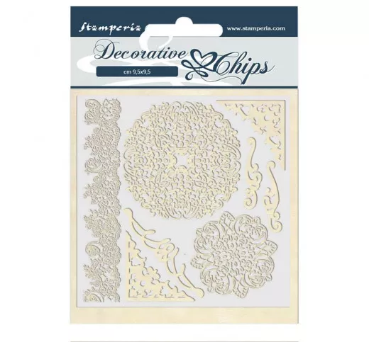 Stamperia Decorative Chips - Passion Laces and Corners