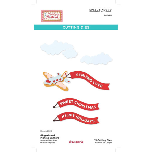 Spellbinders Etched Dies - Candy Christmas - Gingerbread Plane and Banners by Stamperia