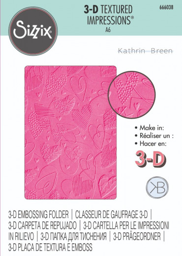 3D Embossing Folder - Mark Making Hearts