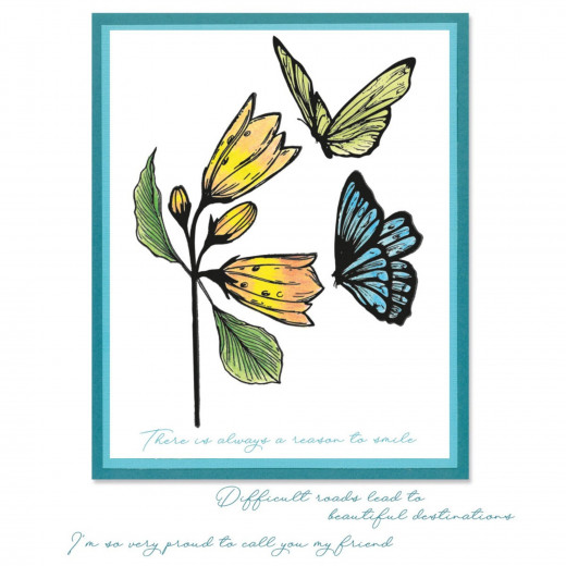 Sizzix - Clear Stamps with Stencil by Stacey Park - Cosmopolitan - Farfallina