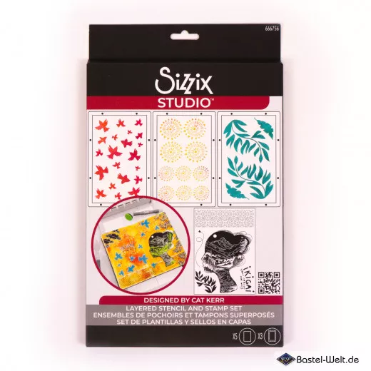 Sizzix - Clear Stamps with Stencil by Cat Kerr - Ikigai