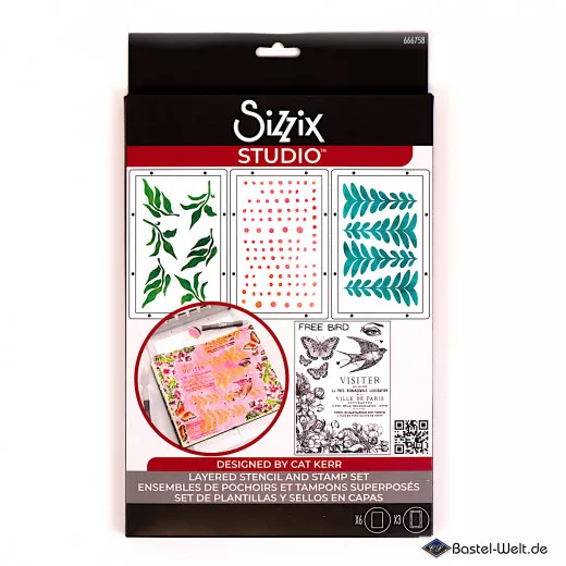 Sizzix - Clear Stamps with Stencil by Cat Kerr - The Visiter