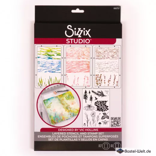 Sizzix - Clear Stamps with Stencil by Vic Hollins - Nature