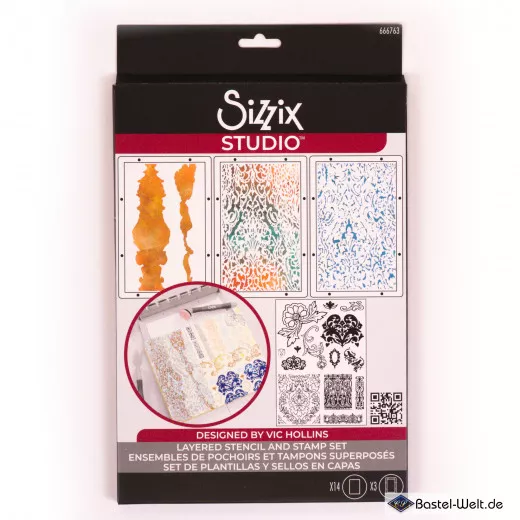 Sizzix - Clear Stamps with Stencil by Vic Hollins - Ornate