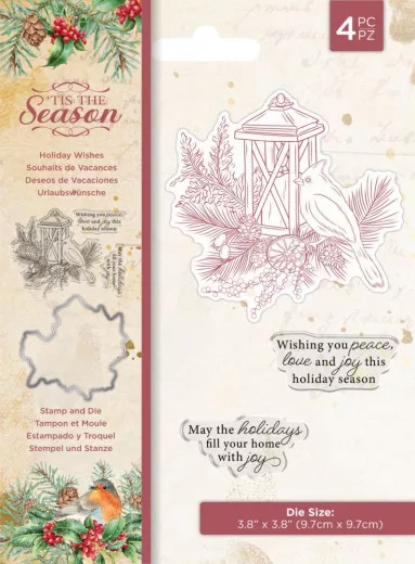 Clear Stamps and Cutting Die - Tis the Season Holiday Wishes